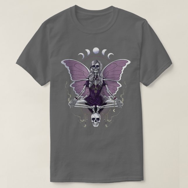 Camiseta Fada Grunge Fairycore Aestético Gótico Esqueleto B (Frente do Design)