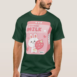 Camiseta fada kei pastel morango leite rosa pinto-pinto-ros