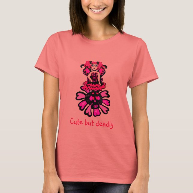 Camiseta Fada linda, mas rosa mortal (Frente)