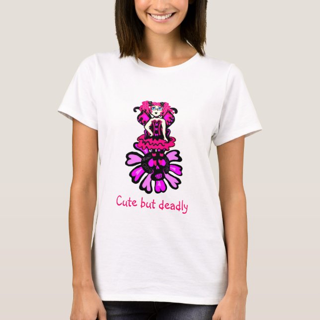 Camiseta Fada linda, mas rosa mortal (Frente)