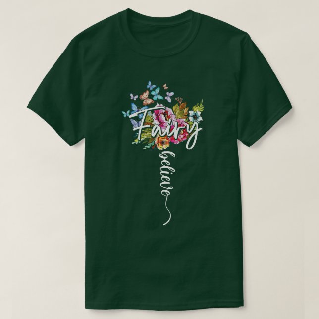 Camiseta Fada Magia Maravilhosa Acredita Flores Mães de Bor (Frente do Design)