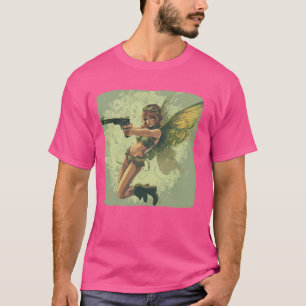 Camiseta Fada mágica engraçada com pistola e botas para fog