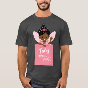 Camiseta Fada Mágica Negra Em Bolso Meninas Afro-Americanas