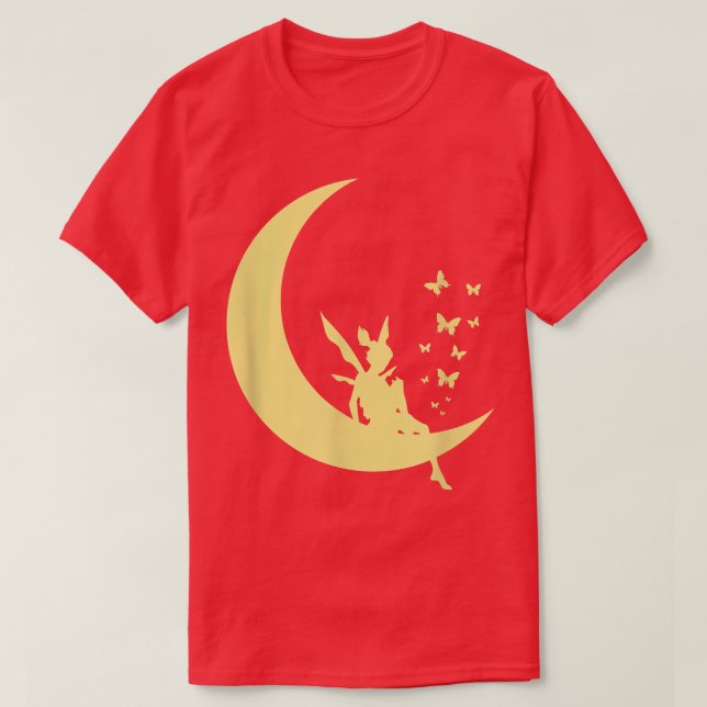 Camiseta Fada na lua com borboletas (Frente do Design)