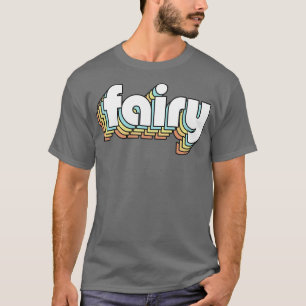 Camiseta Fada Retro Arco-Íris Tipografia Estilo Desvanecido