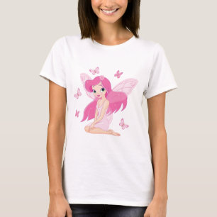 Camiseta Fada Rosa Fofa e Borboletas Mágicas
