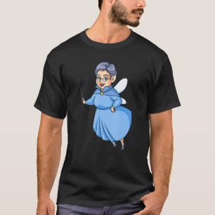 Camiseta Fada Velha Madrinha Segurando Um Design De Voo