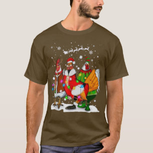 Camiseta Fadas de Frango de Natal Luzes de Reindeer Xmas
