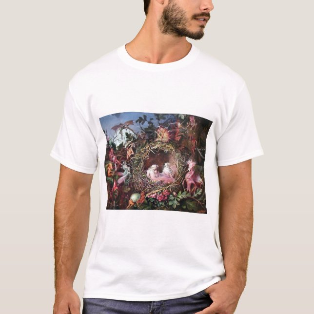 Camiseta Fadas em um Ninho de Pássaros, John Anster Fitzger (Frente)