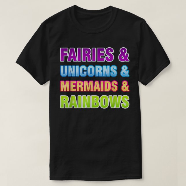 Camiseta Fadas Unicóricas Sereias Rainbows Fairy Tale T Sh (Frente do Design)