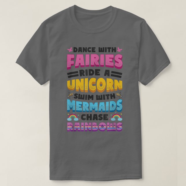 Camiseta Fadas Unicóricas Sereias Raindbows Adoram Fairytal (Frente do Design)