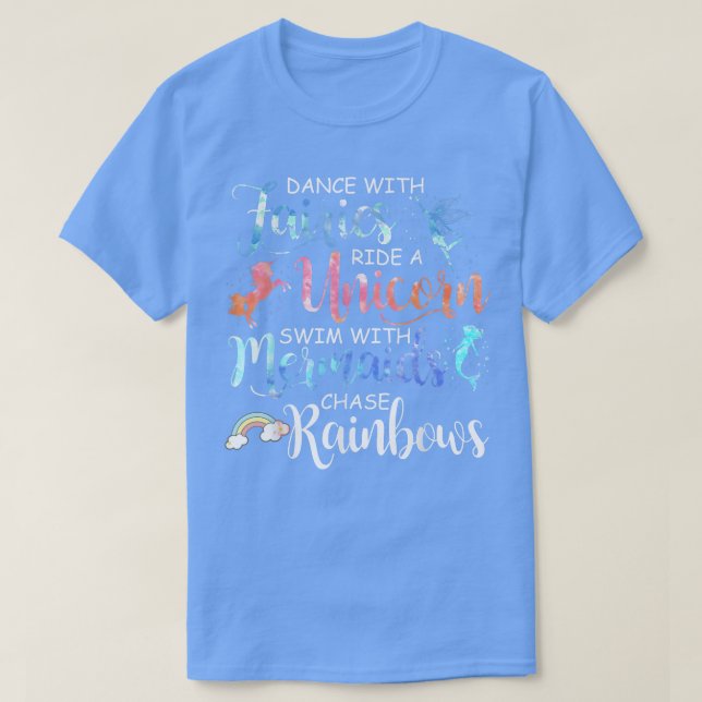 Camiseta Fadas, Unicórnios, Sereias e Rainbows Engraçados (Frente do Design)