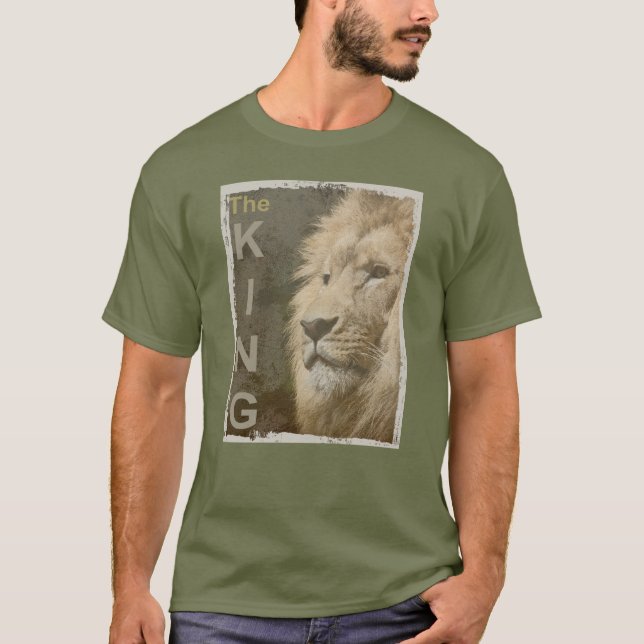 Camiseta Fadiga Pop de Leão de Arte Elegante Moderno Verde (Frente)