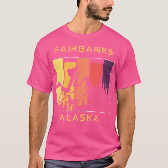 Camiseta Fairbanks Ak Distante Design De Montanha E (Frente)