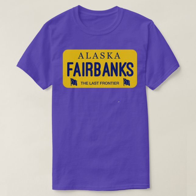 Camiseta Fairbanks Alaska License Plate City Name (Frente do Design)
