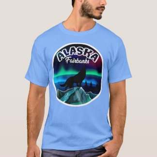Camiseta Fairbanks Alaska Norte Lights Wolf TShirt