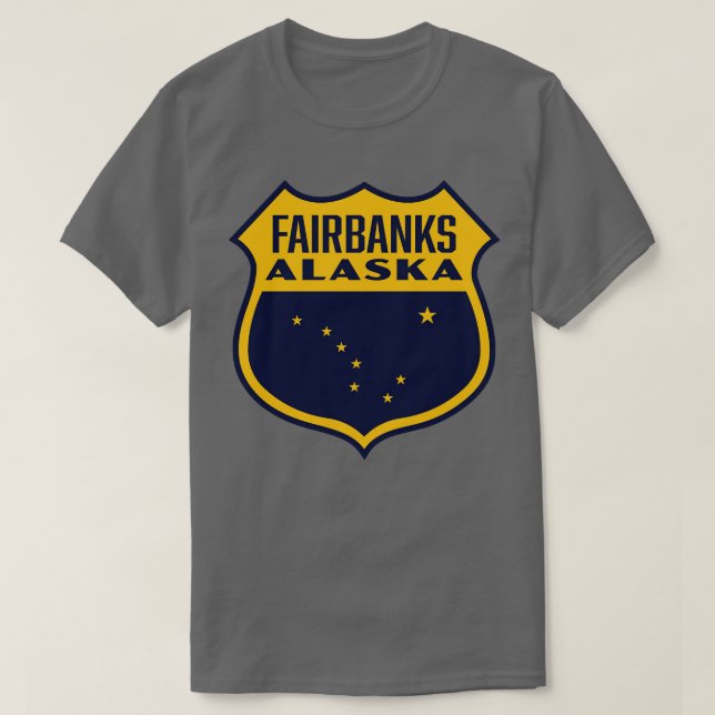 Camiseta Fairbanks Alaska Retro Shield Amarelo (Frente do Design)