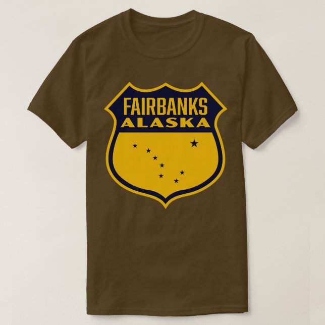Camiseta Fairbanks Alaska Retro Shield Blue (Frente do Design)