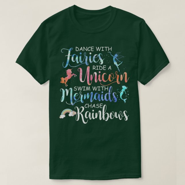 Camiseta Fairies, Unicorns, Mermaids and Rainbows Funny  (Frente do Design)
