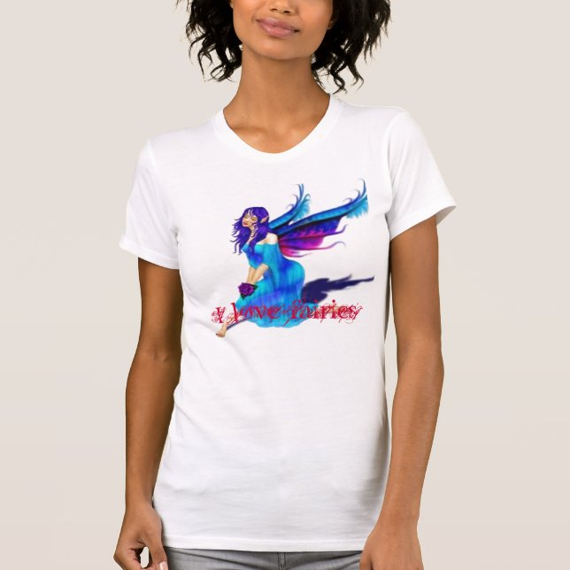 Camiseta fairy-blue_gif, eu amo fadas (Frente)