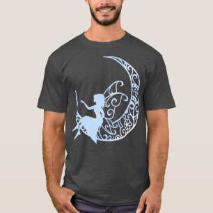 CAMISETA FAIRY SENTADA NA LUA MÍSTICA DA LUA ORNAMENTADO