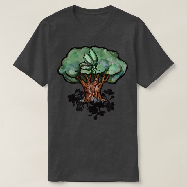 Camiseta Fairy Tree Art green nature lovers fairies druid d (Frente do Design)