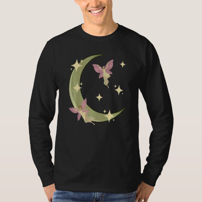 Camiseta Fairycore Aestética Fada Núcleo Grunge Crescent Mo (Frente)