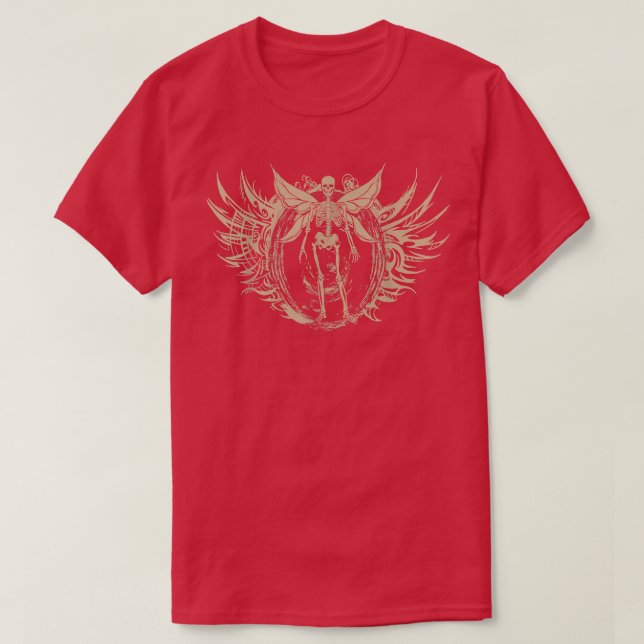 Camiseta Fairycore Aestética Gótica Asas Fadas Skeleton Fa (Frente do Design)