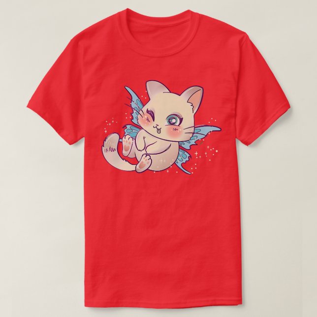 Camiseta Fairycore Aestético Cute Kawaii Fairy Cat Faecore  (Frente do Design)