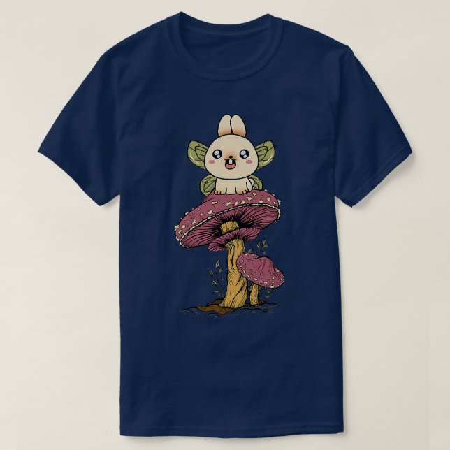 Camiseta Fairycore Aestético Kawaii Fairy Bunny Rabbit Em U (Frente do Design)