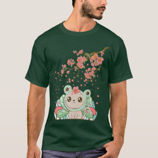 Camiseta Fairycore Aesthetic Fairy Cat Frog Head Cherry Blo