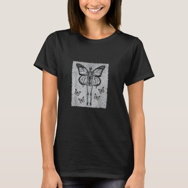 Camiseta Fairycore Aesthetic Gothic Butterfly Skeleton Fair (Frente)