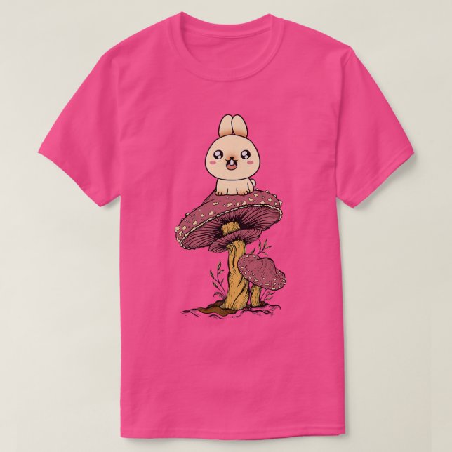 Camiseta Fairycore Aesthetic Kawaii Bunny Rabbit On A Mushr (Frente do Design)