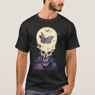 Camiseta Fairycore Escuro Parede Borboleta Skeleton 1