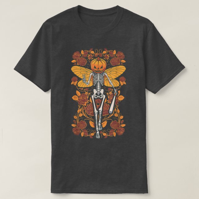 Camiseta Fairycore Skeleton Butterfly Fada Gothic Hallowee (Frente do Design)