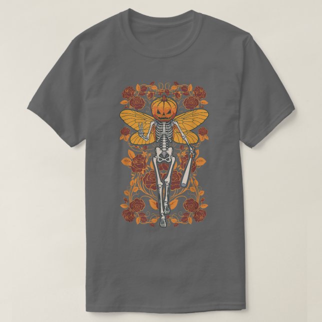 Camiseta Fairycore Skeleton Butterfly Fada Gothic Hallowee (Frente do Design)
