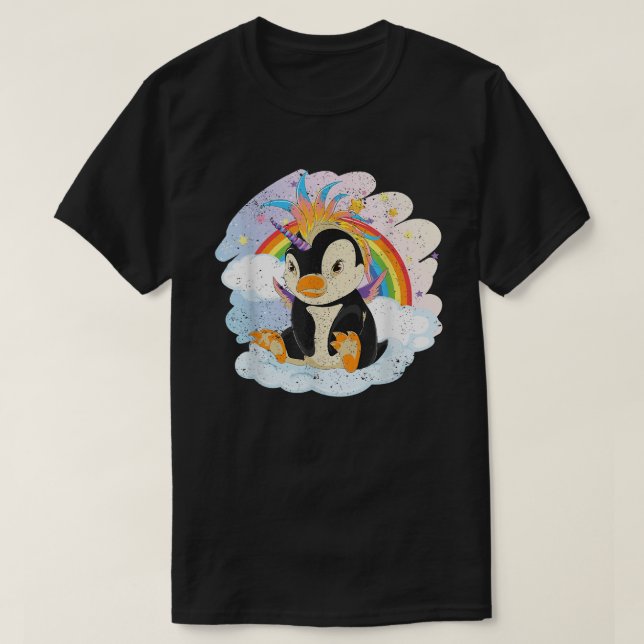 Camiseta Fairytale Bird Penguincorn Rainbow Animal Penguin  (Frente do Design)
