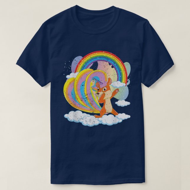Camiseta Fairytale Squirrelcorn Rainbow Cute Animal Squirre (Frente do Design)