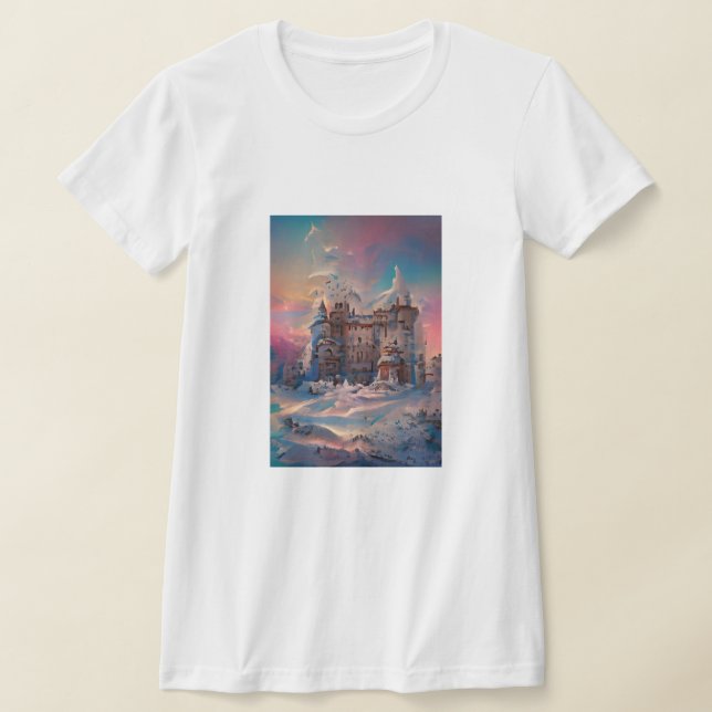 Camiseta Fairytale World, Castelo de inverno, Castelo de Ne (Postura )