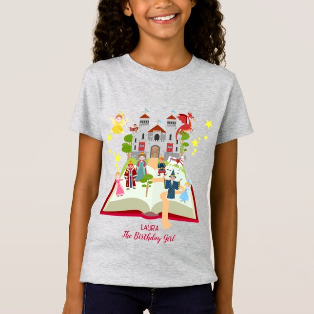 Camiseta Fairytales Stories Girl Festa de aniversário (Frente)