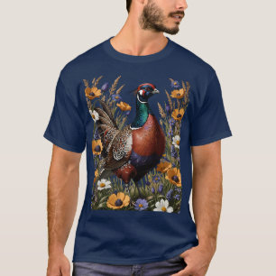 Camiseta Faisão-de-colar-entre-Flores-Silvestres-de-Prado