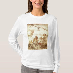 Camiseta Faisão e peônias, de uma série de rolos