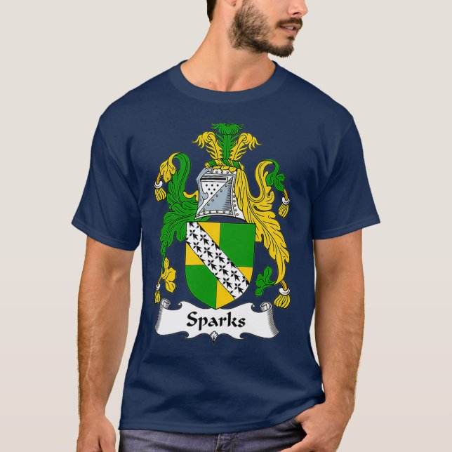 Camiseta Faíscas Casaco de Proteção da Família de Armas (Frente)