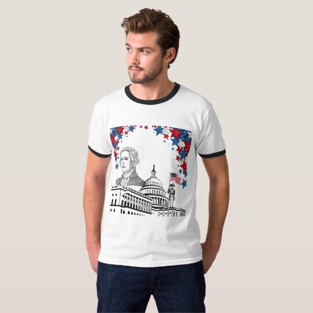 Camiseta Faíscas douradas de julho branco (Frente Completa)