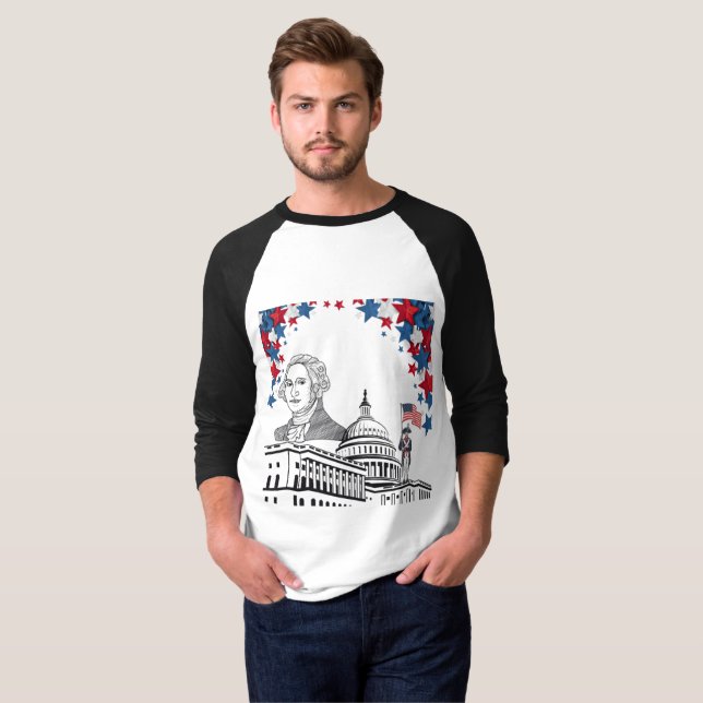 Camiseta Faíscas douradas de julho branco (Frente Completa)