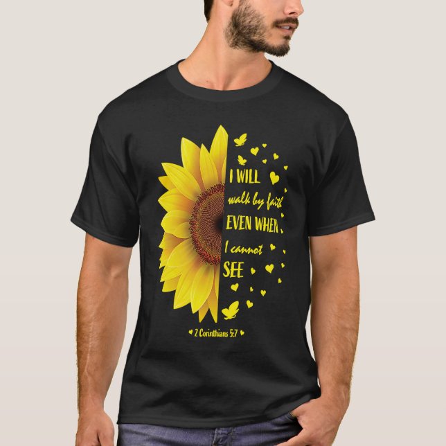 Camiseta Faith Bible Verse Women Christian Sunflower (Frente)