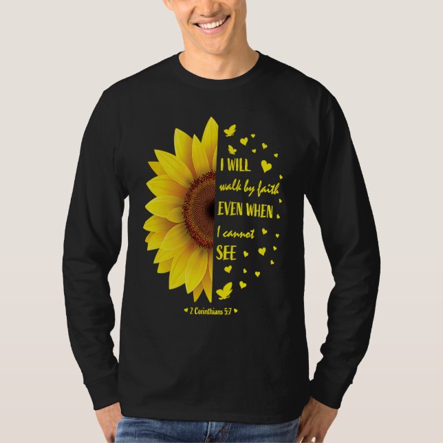 Camiseta Faith Bible Verse Women Christian Sunflower (Frente)