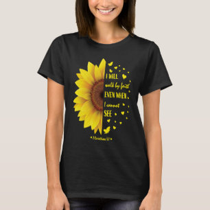 Camiseta Faith Bíblia Verse Mulheres Cristã Girassol