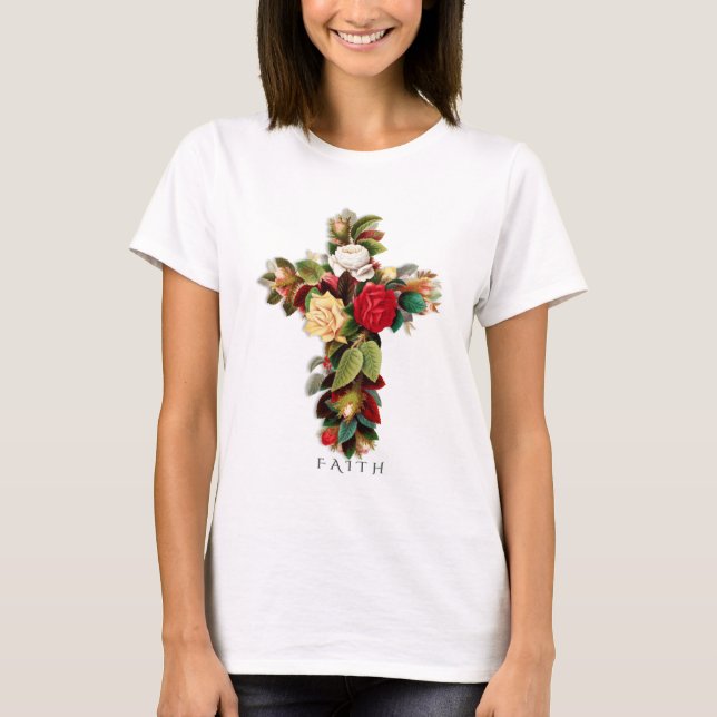 Camiseta Faith Botanical Cross (Frente)