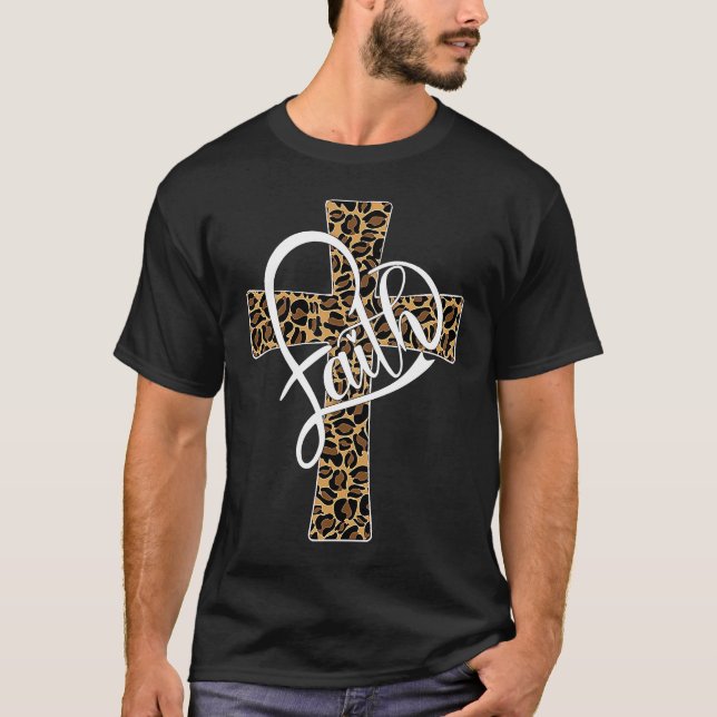 Camiseta Faith Christian Men Womens Leopard Cheetah Print R (Frente)